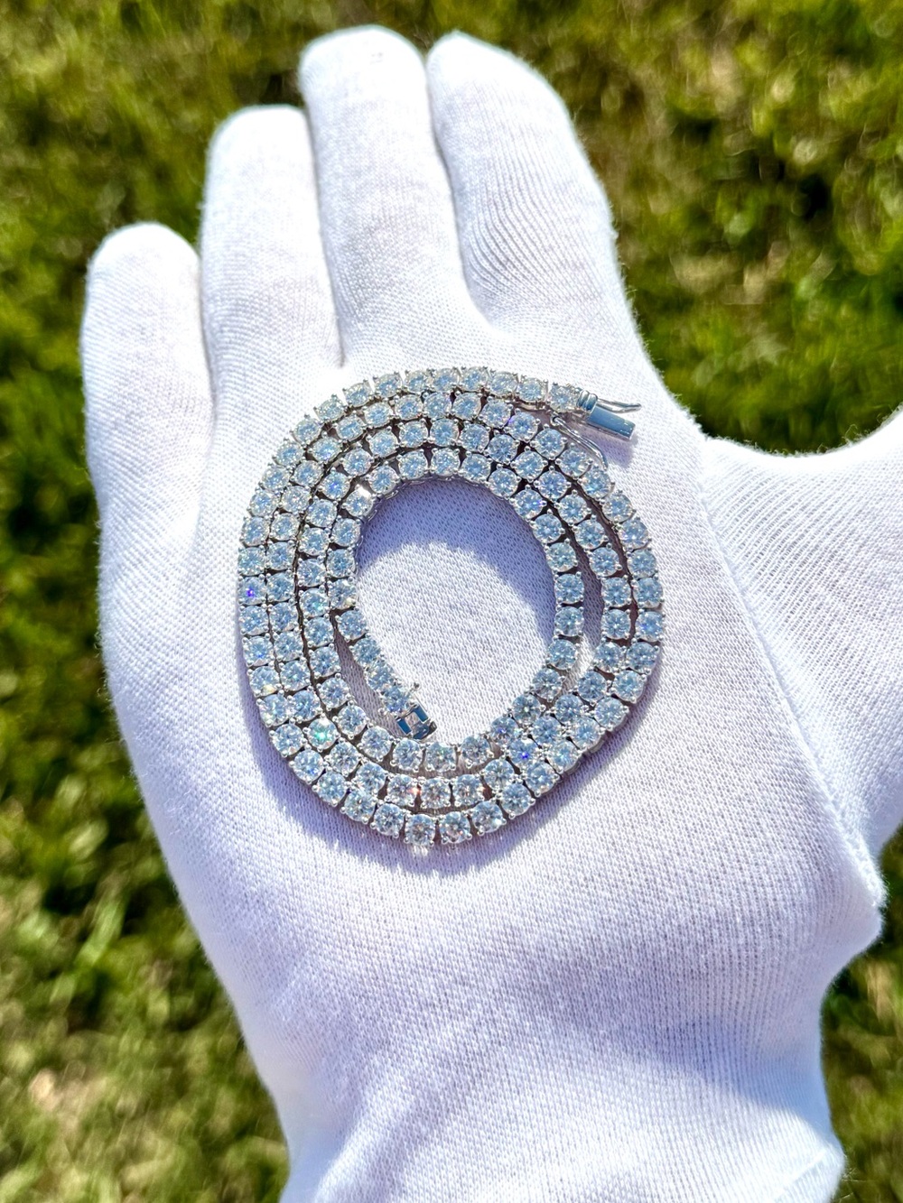 925 Silver, 33CTW Moissanite Tennis Chain - 18”